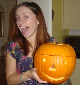 Katy with rather happy looking pumpkin